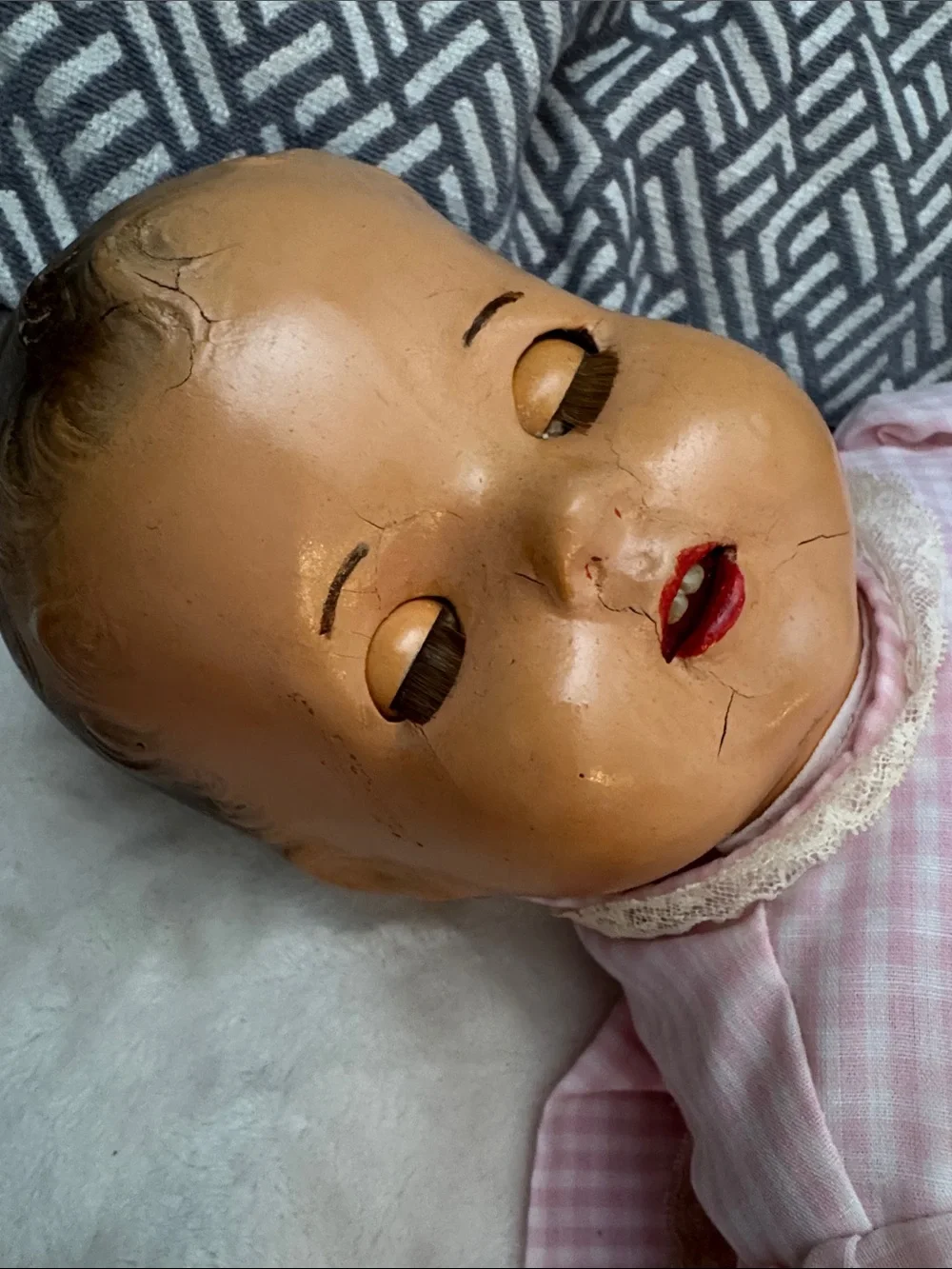 Vintage Creepy 1930’s Composition Baby Doll with teeth